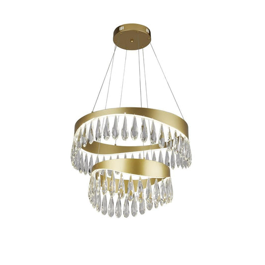 Searchlight Jewel 2 Tier Pendant  - Gold & Crystal 19210-2GO