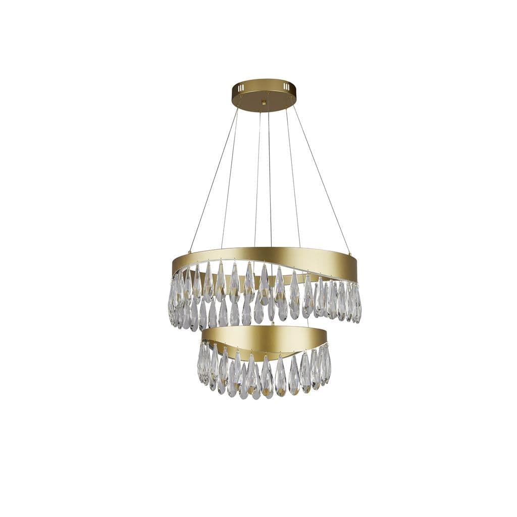 Searchlight Jewel 2 Tier Pendant  - Gold & Crystal 19210-2GO