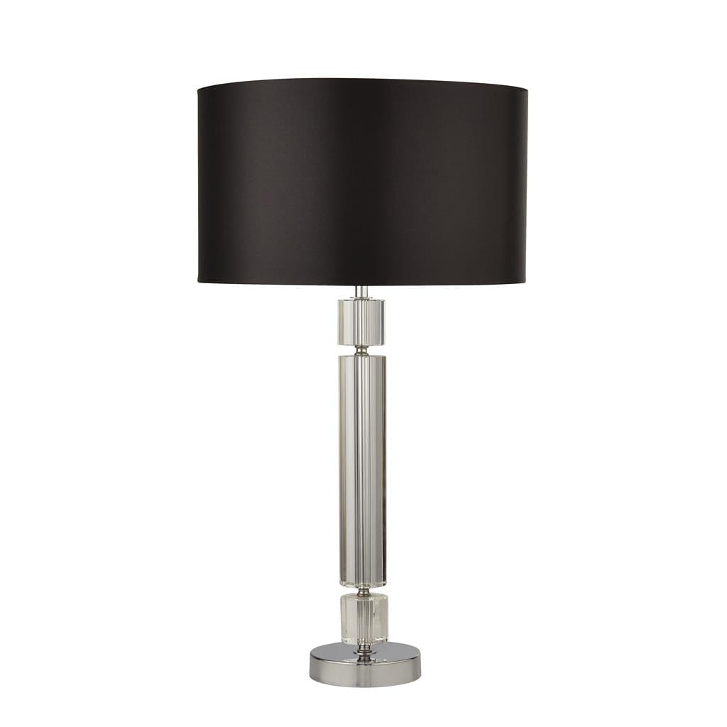 Searchlight Kylie Table Lamp - Chrome Metal, Clear Glass & Black Shade 9387CC