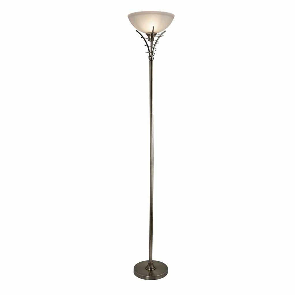 Searchlight Linea Floor Lamp - Antique Brass Metal & Acid Glass 5222AB