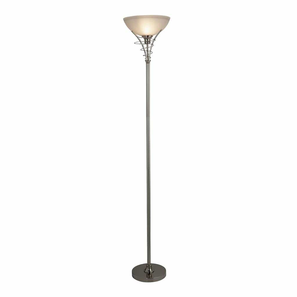 Searchlight Linea Uplighter Floor Lamp - Satin Silver & Acid Glass 5222SS