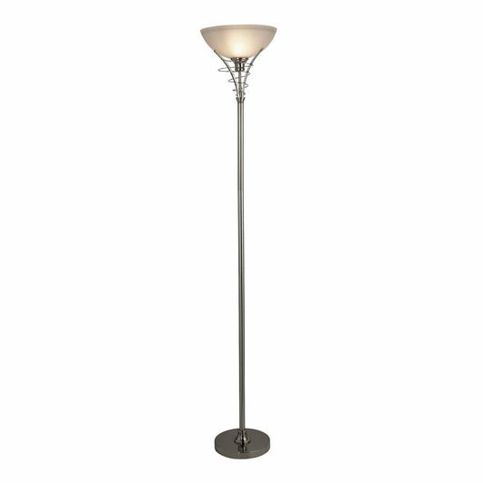 Searchlight Linea Uplighter Floor Lamp - Satin Silver & Acid Glass 5222SS