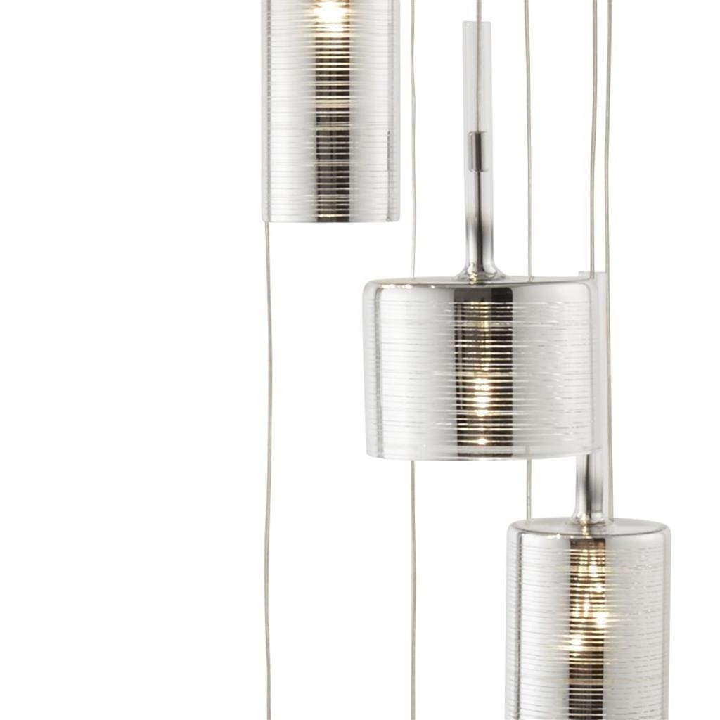 Searchlight Linen  9Lt Multi-Drop Pendant - Chrome Metal & Smoked Glass 1939-9CC