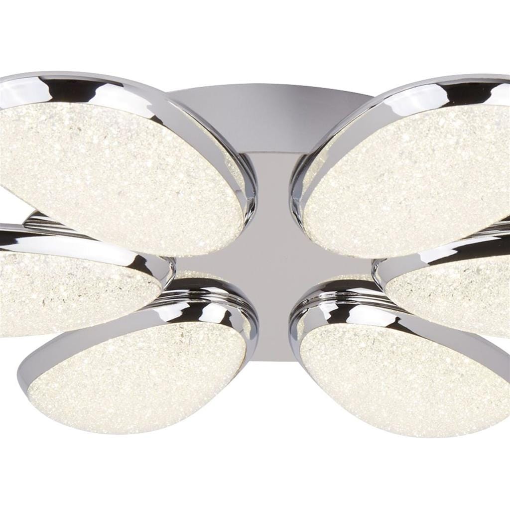 Searchlight Lori LED 6Lt Flush - Chrome & Crushed Ice Effect Shade 6216-6CC