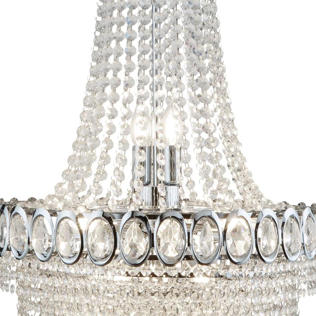 Searchlight Louis Phillipe  11Lt Chandelier - Chrome Metal & Crystal 1711-11CC