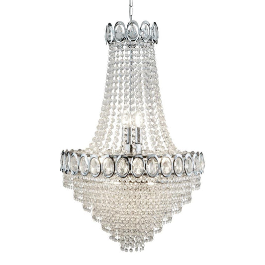 Searchlight Louis Phillipe  11Lt Chandelier - Chrome Metal & Crystal 1711-11CC