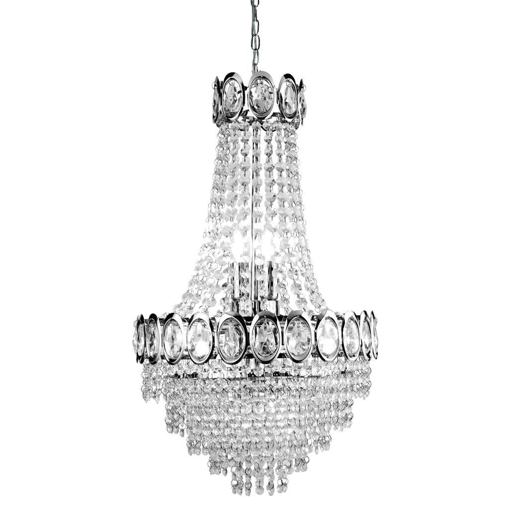 Searchlight Louis Phillipe  6Lt Chandelier - Chrome Metal & Crystal 1611-6CC