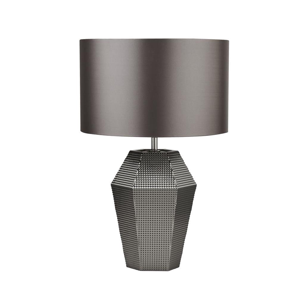 Searchlight Lucy Table Lamp - Smoked Glass & Satin Shade 8347SM