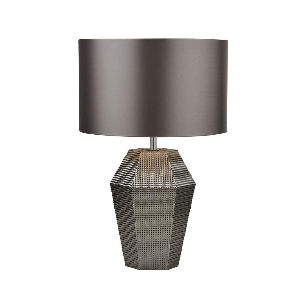 Searchlight Lucy Table Lamp - Smoked Glass & Satin Shade 8347SM