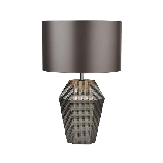 Searchlight Lucy Table Lamp - Smoked Glass & Satin Shade 8347SM