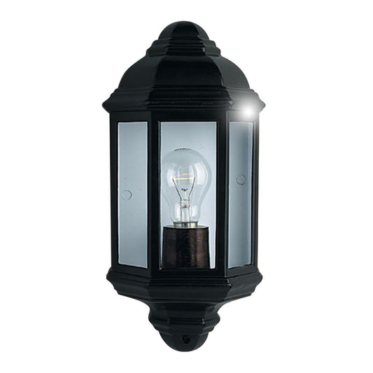 Searchlight Maine  Outdoor Wall Light - Black Metal & Clear Glass 280BK