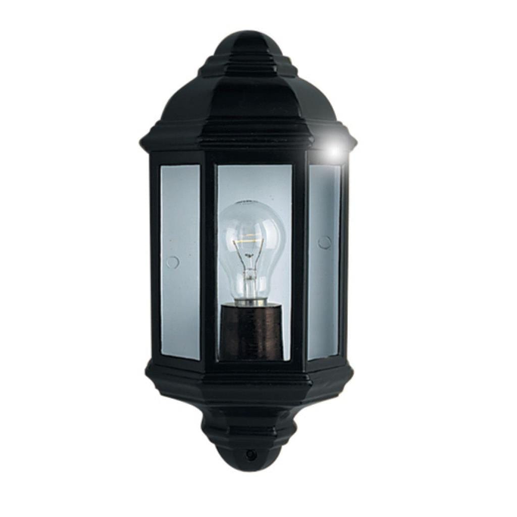 Searchlight Maine  Outdoor Wall Light - Black Metal & Clear Glass 280BK