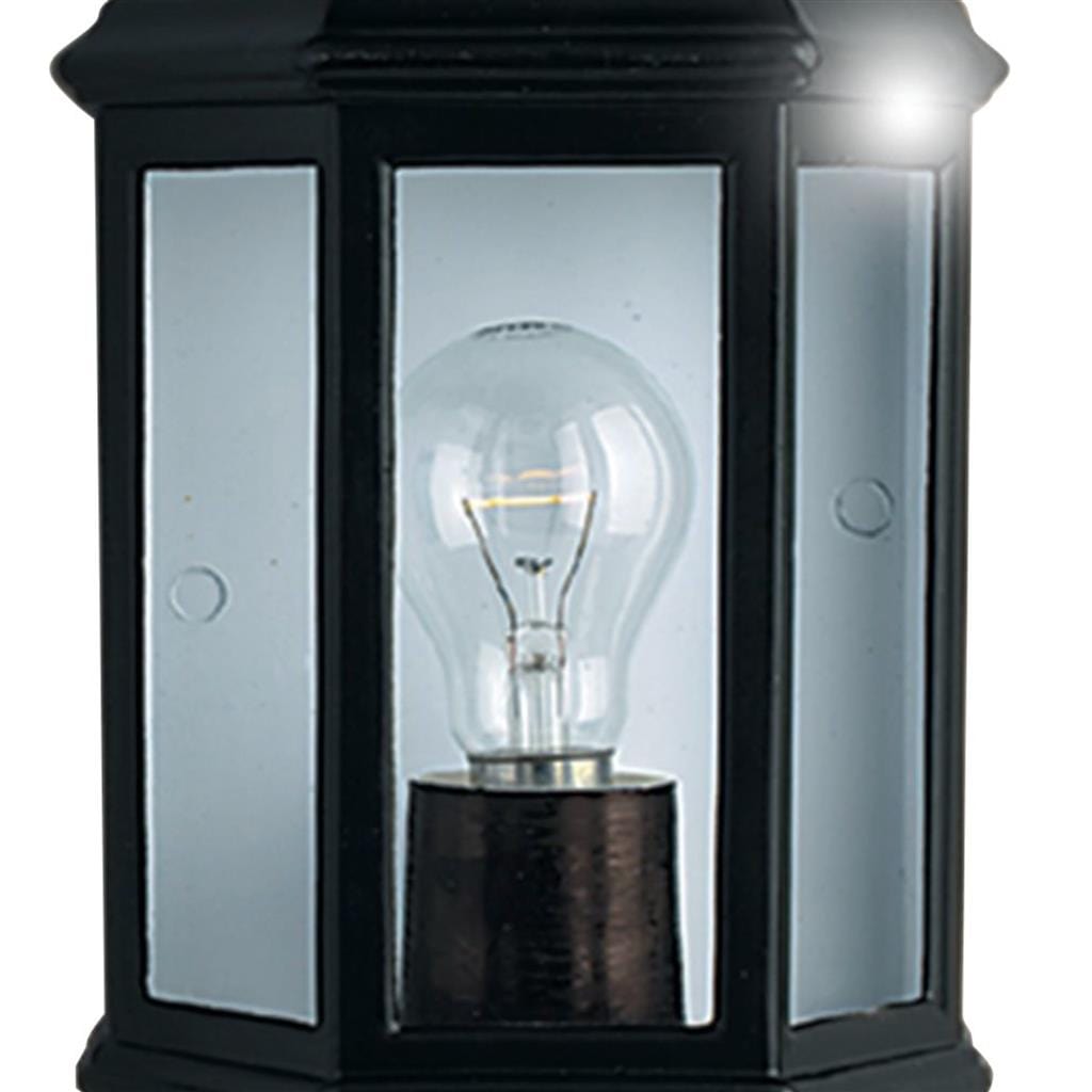 Searchlight Maine  Outdoor Wall Light - Black Metal & Clear Glass 280BK