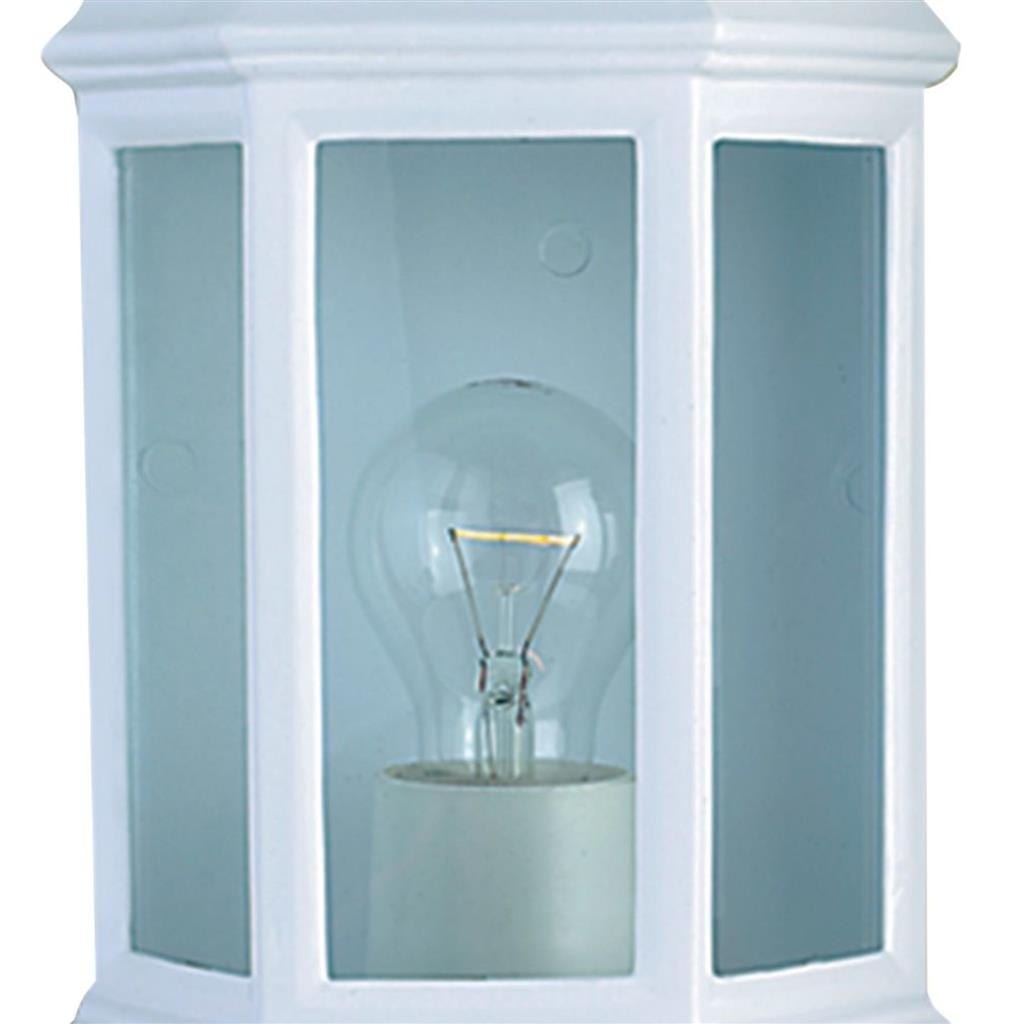 Searchlight Maine  Outdoor Wall Light - White Metal & Clear Glass 280WH