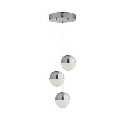 Searchlight Marbles 3Lt Multi-Drop Pendant -  Chrome, Crushed Ice Shade 5842-3CC