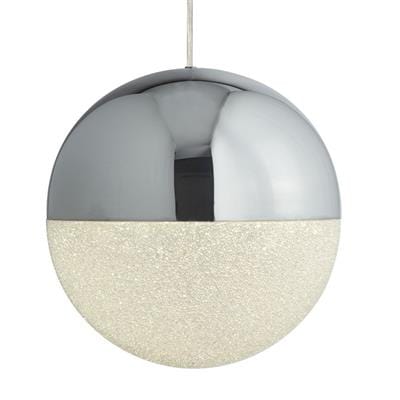 Searchlight Marbles LED Pendant  -  Chrome, Crushed Ice Shade 5841CC