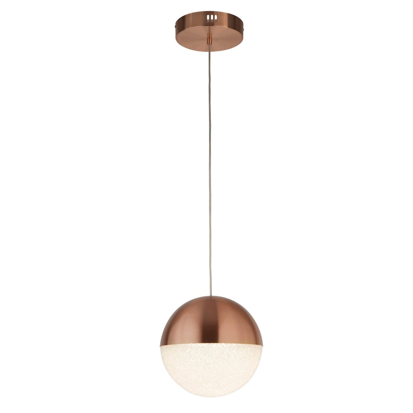 Searchlight Marbles LED Pendant - Copper Metal & Crushed Ice Shade 5881CU