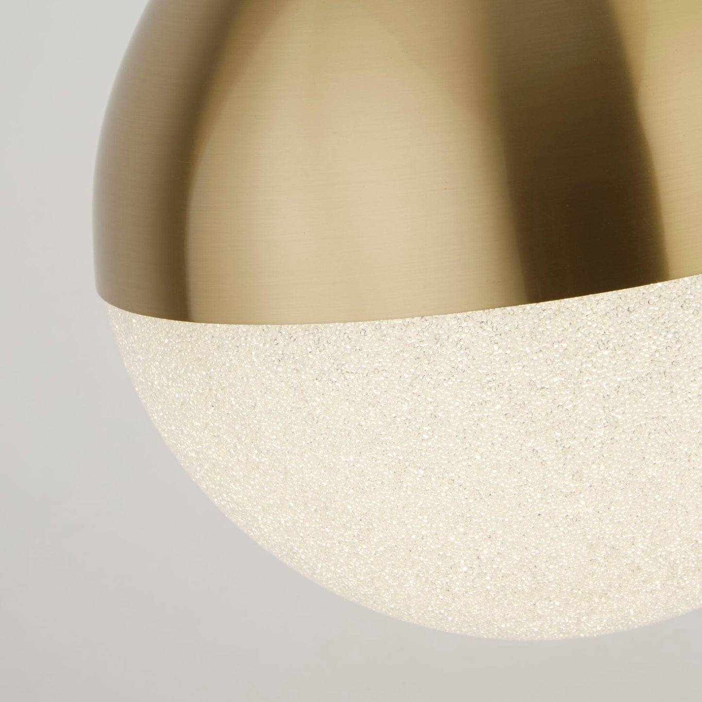 Searchlight Marbles LED Pendant - Satin Brass Metal & Crushed Ice Shade 5881SB