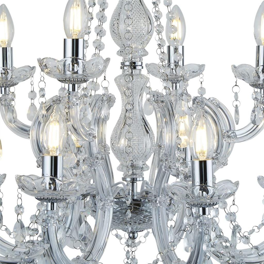 Searchlight Marie Therese 12Lt Chandelier - Chrome Metal & Clear Acrylic 399-12