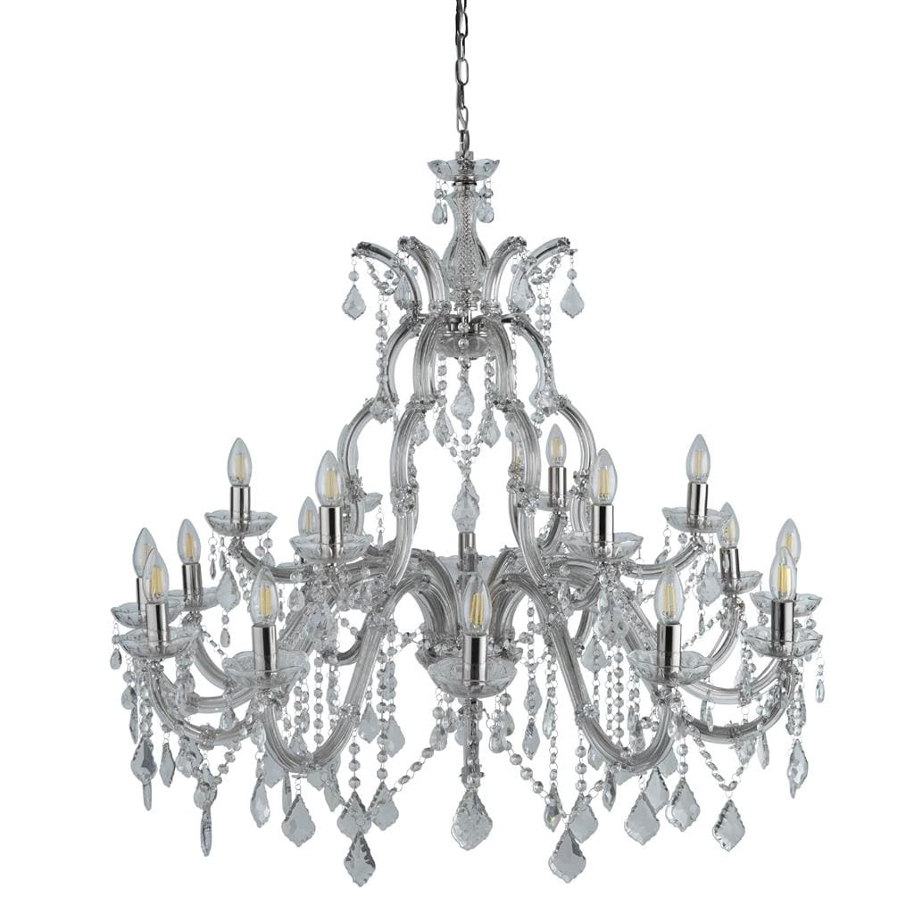 Searchlight Marie Therese 18Lt Chandelier - Chrome Metal & Clear Crystal 3314-18