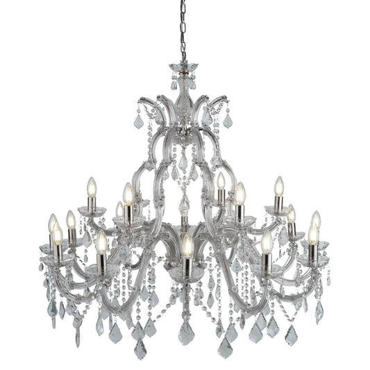 Searchlight Marie Therese 18Lt Chandelier - Chrome Metal & Clear Crystal 3314-18