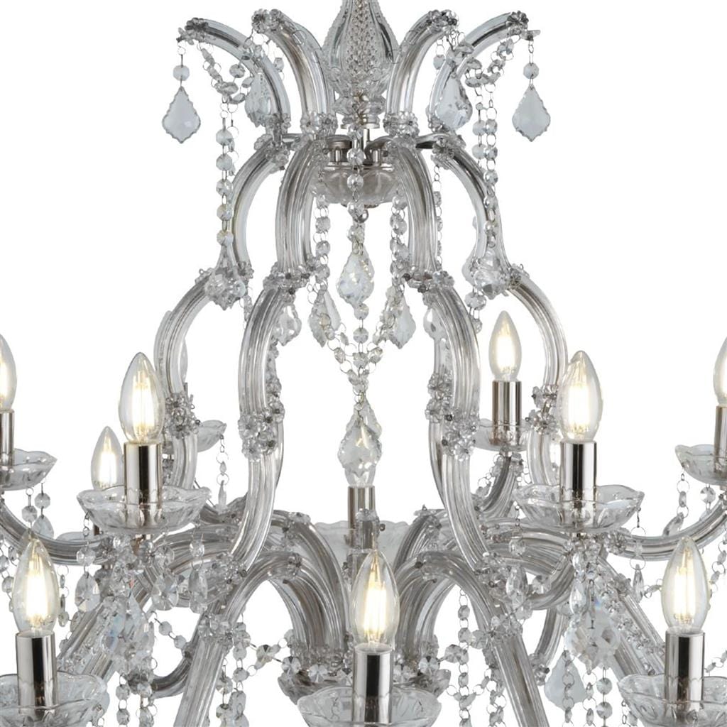 Searchlight Marie Therese 18Lt Chandelier - Chrome Metal & Clear Crystal 3314-18