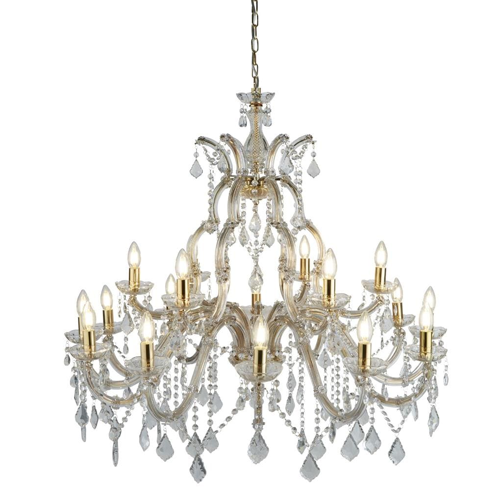 Searchlight Marie Therese 18Lt Chandelier-Polished Brass & Clear Crystal 1214-18