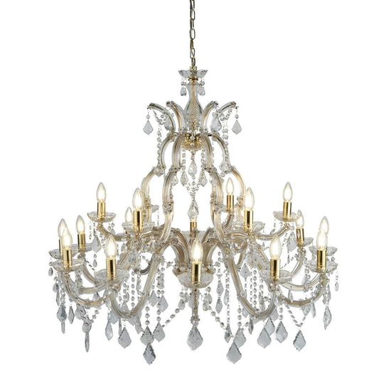 Searchlight Marie Therese 18Lt Chandelier-Polished Brass & Clear Crystal 1214-18