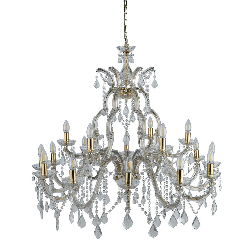 Searchlight Marie Therese 18Lt Chandelier-Polished Brass & Clear Crystal 1214-18