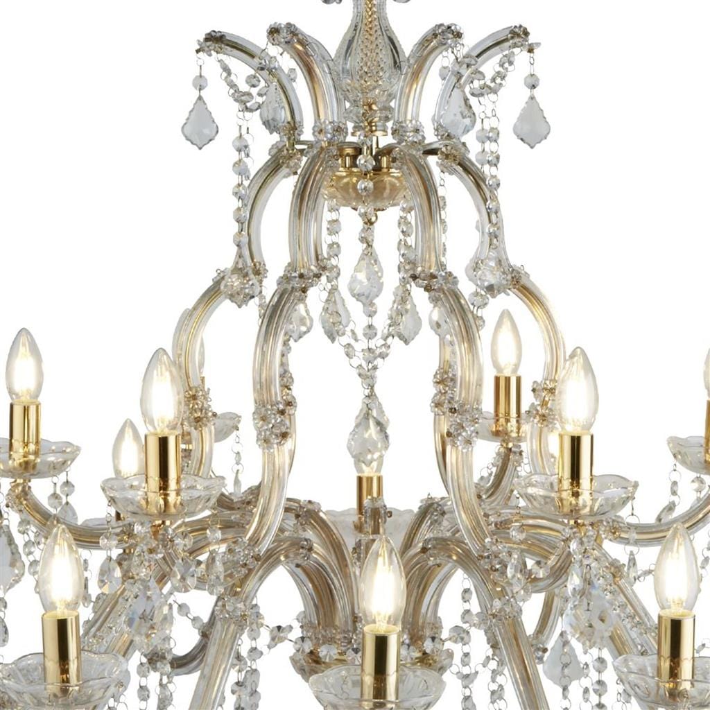 Searchlight Marie Therese 18Lt Chandelier-Polished Brass & Clear Crystal 1214-18