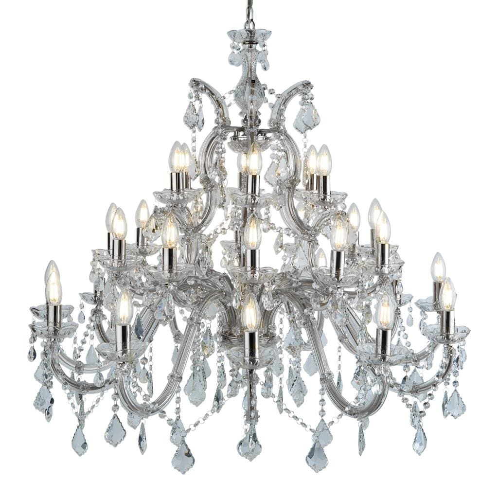 Searchlight Marie Therese 30Lt Chandelier - Chrome Metal & Clear Crystal 3314-30