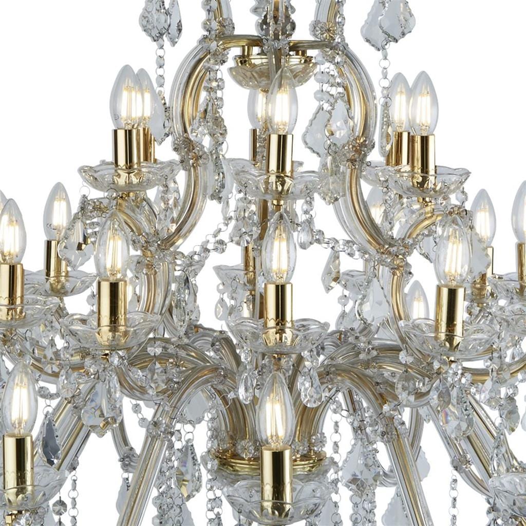 Searchlight Marie Therese 30Lt Chandelier-Polished Brass & Clear Crystal 1214-30