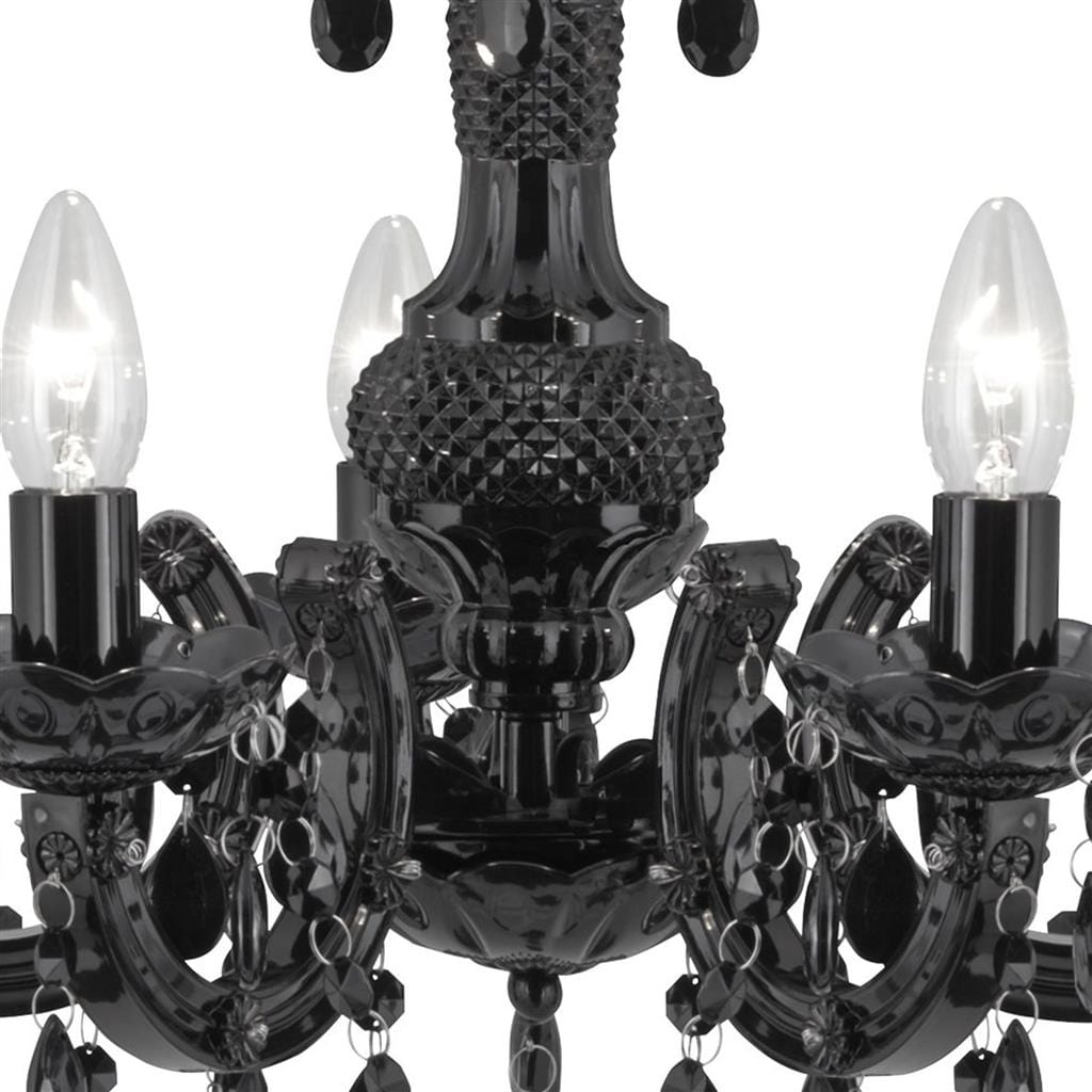 Searchlight Marie Therese  5Lt Pendant - Black Glass & Acrylic 1455-5BK