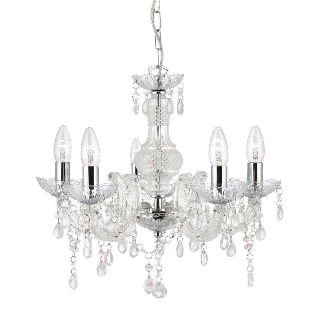 Searchlight Marie Therese  5Lt Pendant - Clear Glass & Acrylic 1455-5CL