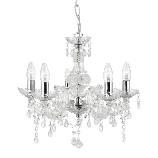 Searchlight Marie Therese  5Lt Pendant - Clear Glass & Acrylic 1455-5CL