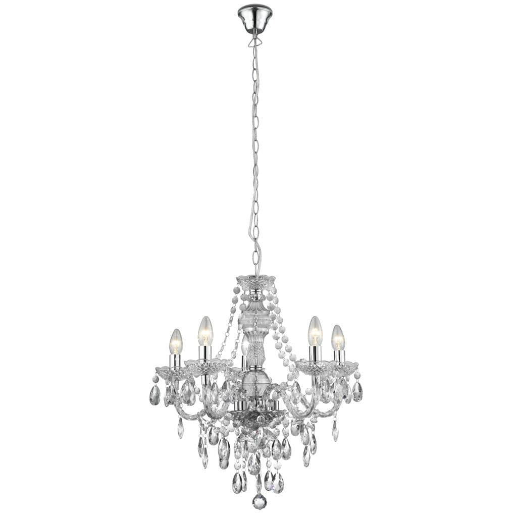 Searchlight Marie Therese  5Lt Pendant - Clear Glass & Acrylic 8885-5CL