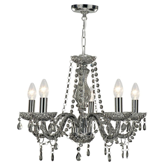 Searchlight Marie Therese 5Lt Pendant - Smoked Grey Glass 8695-5GY