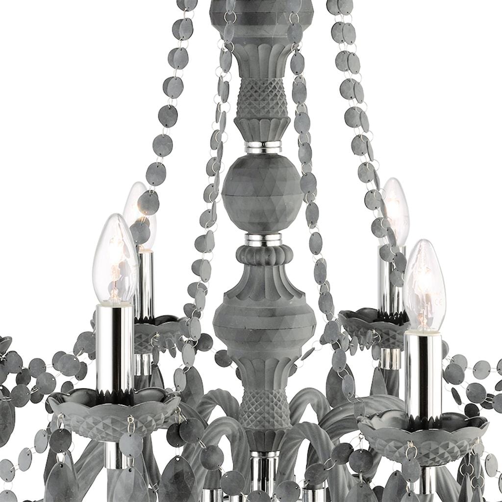 Searchlight Marie Therese  8Lt Pendant - Grey Glass & Acrylic 8888-8GY