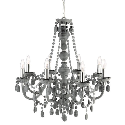 Searchlight Marie Therese  8Lt Pendant - Grey Glass & Acrylic 8888-8GY