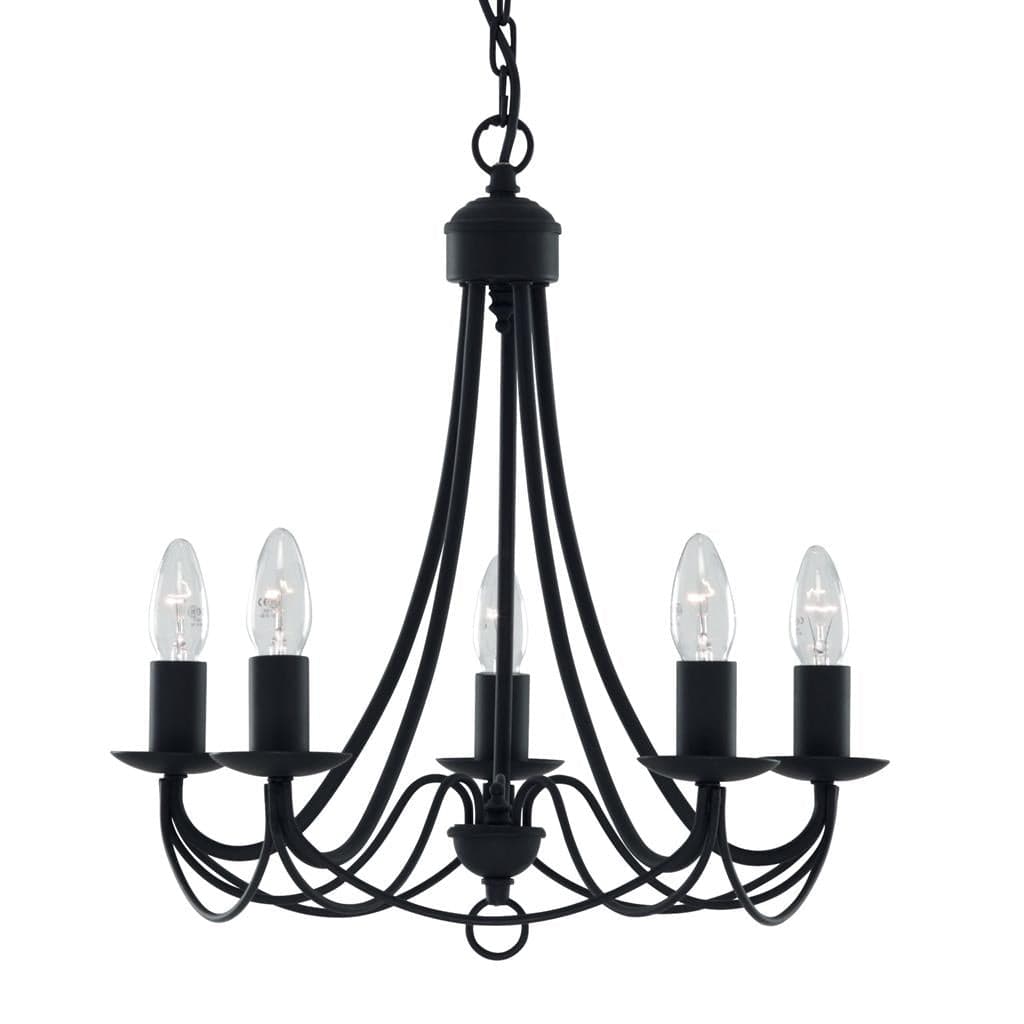 Searchlight Maypole 5Lt Pendant - Black Metal 6345-5BK