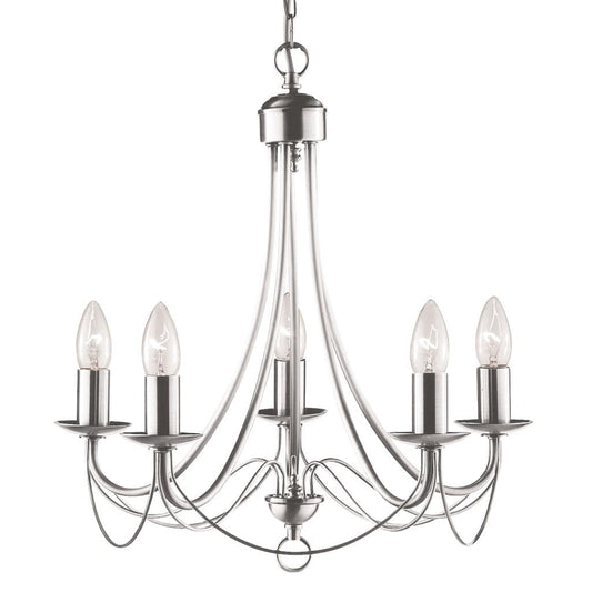 Searchlight Maypole 5Lt Pendant - Satin Silver Metal 6345-5SS