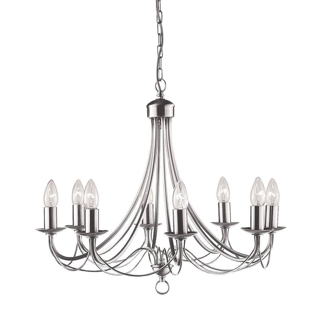 Searchlight Maypole 8Lt Pendant - Satin Silver Metal 6348-8SS