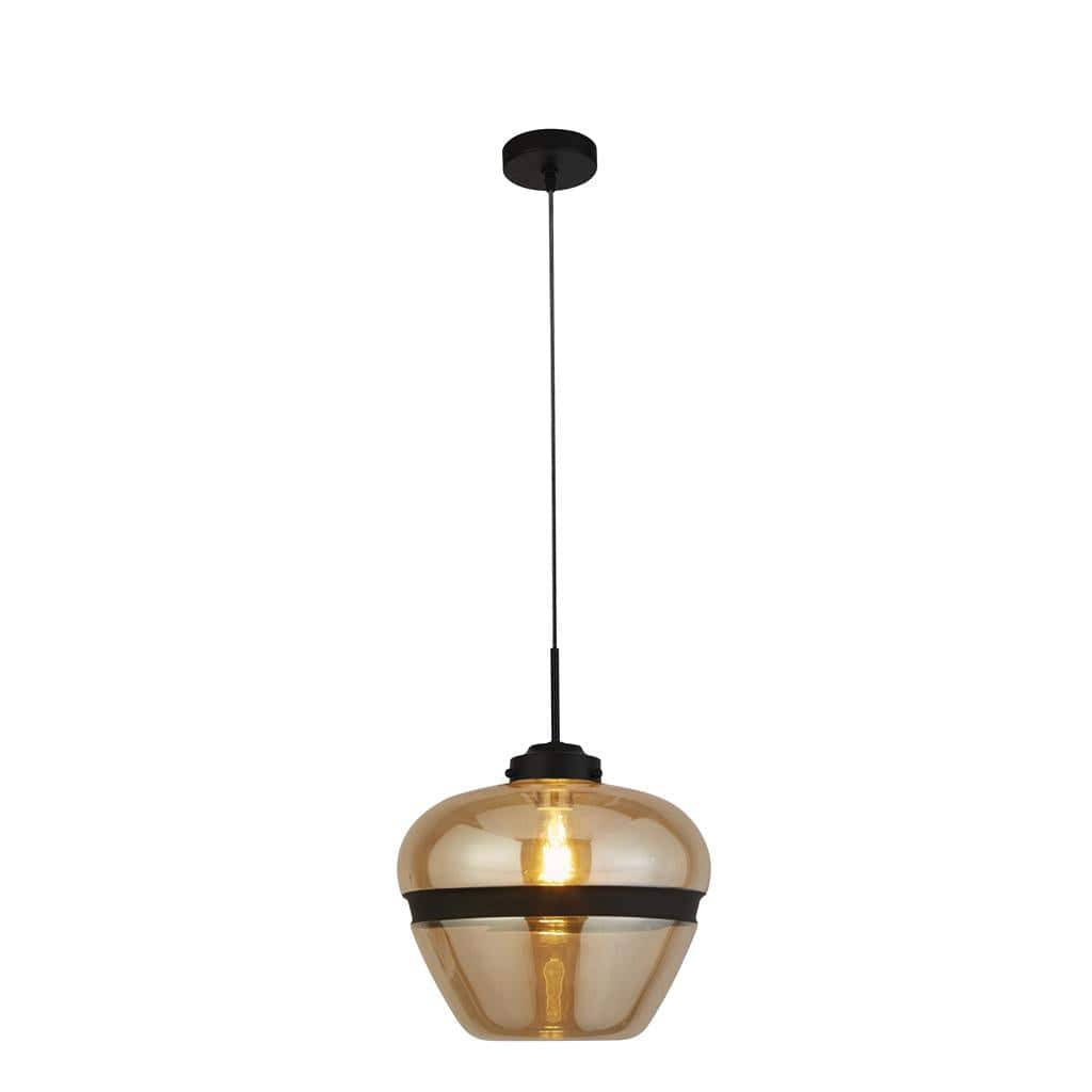 Searchlight Meringue Ceiling Pendant - Black Metal & Champagne Glass 8131-1CP