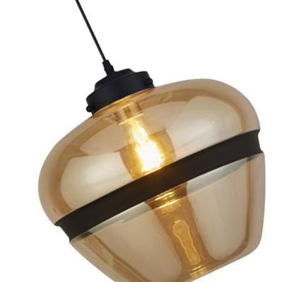 Searchlight Meringue Ceiling Pendant - Black Metal & Champagne Glass 8131-1CP