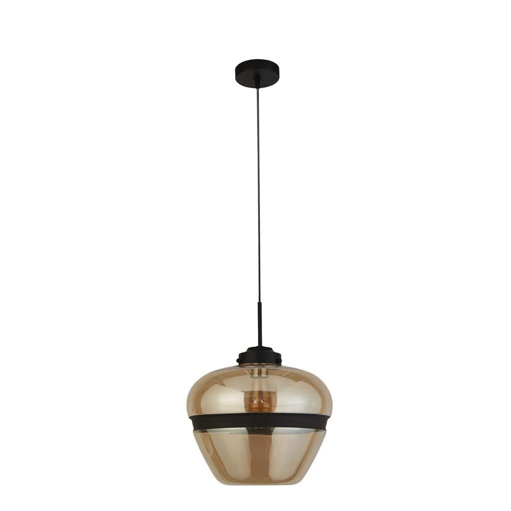 Searchlight Meringue Ceiling Pendant - Black Metal & Champagne Glass 8131-1CP