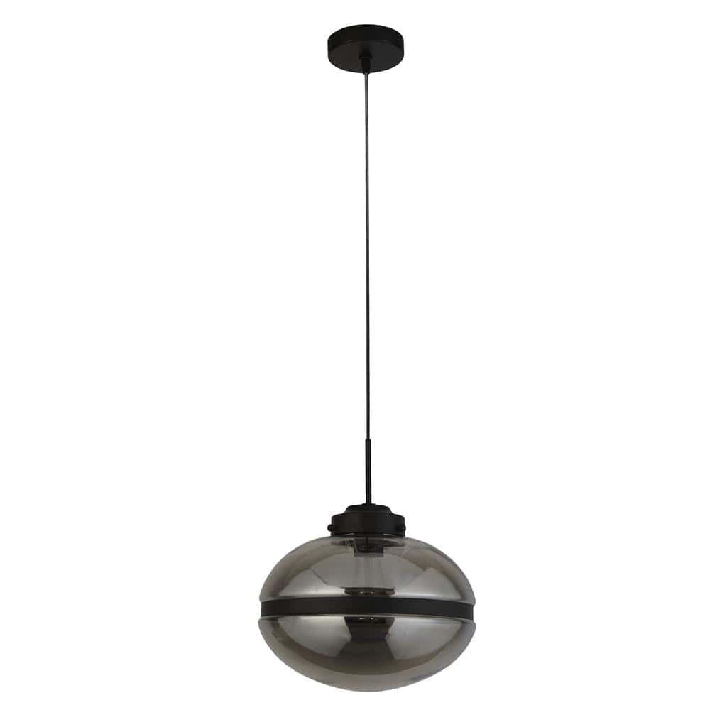 Searchlight Meringue Ceiling Pendant - Black Metal & Smoked Glass 8131-1SM