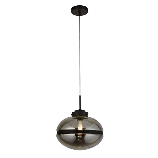 Searchlight Meringue Ceiling Pendant - Black Metal & Smoked Glass 8131-1SM