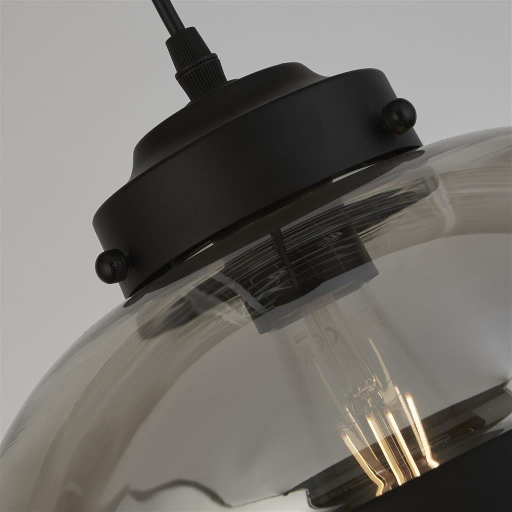 Searchlight Meringue Ceiling Pendant - Black Metal & Smoked Glass 8131-1SM