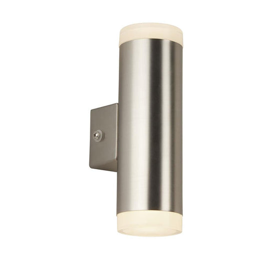 Searchlight Metro Outdoor Wall Light - Satin Silver Metal & Glass 2100SN