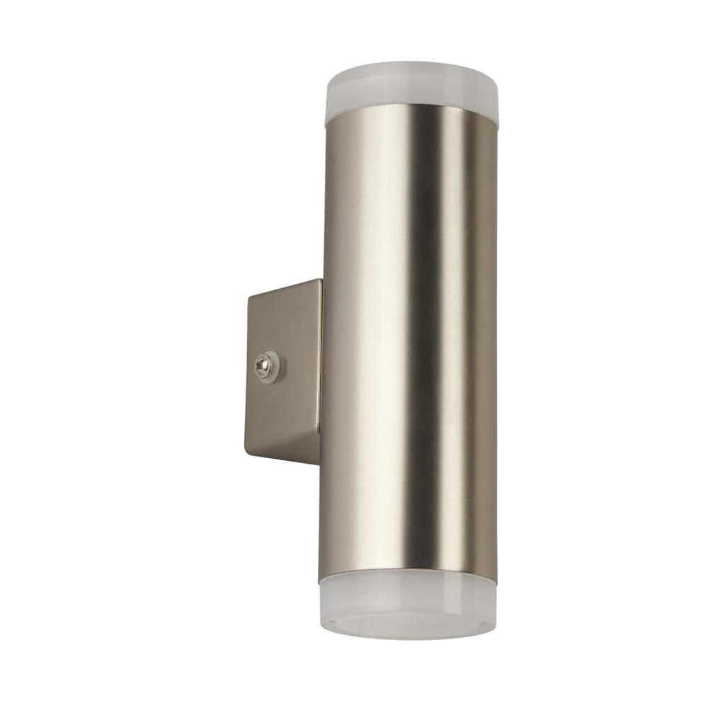 Searchlight Metro Outdoor Wall Light - Satin Silver Metal & Glass 2100SN